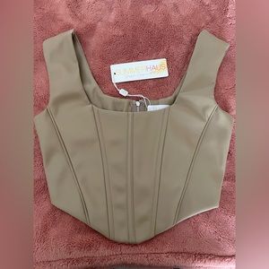 Beach Bunny Summerhause Faux Leather Corset Crop Top